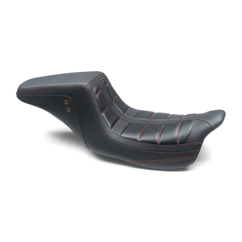 Mustang 08-21 HD Electra Glide,Rd Glide,Rd King,St Glide Squareback 1PC Seat – Black w/Red Stitching