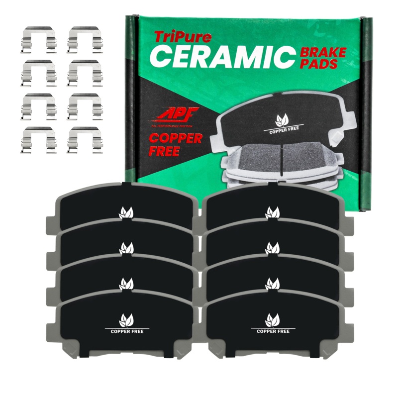 Front and Rear TriPure Copper Free Brake Pads compatible with Cadillac, Chevrolet, GMC 2007-2008