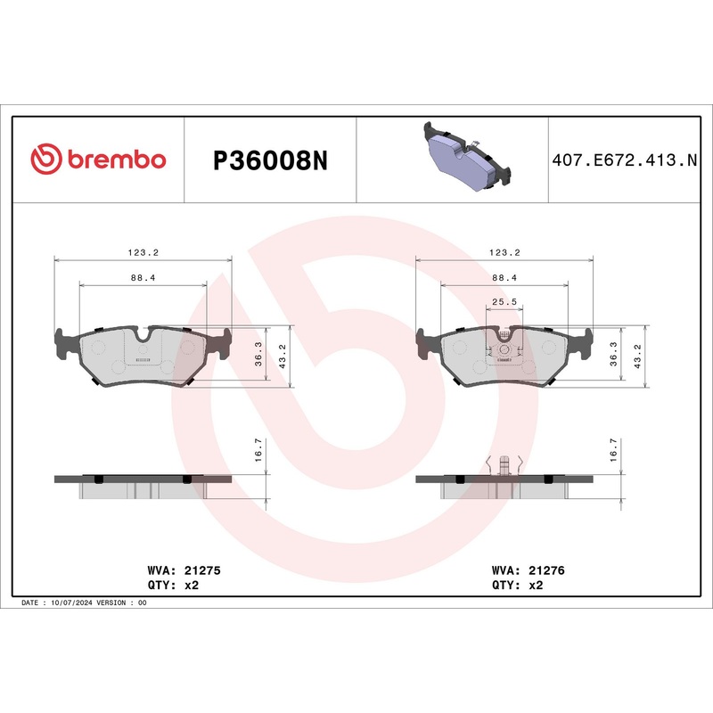 PRIME Ceramic Rear Disc Brake Pad Set – P36008N