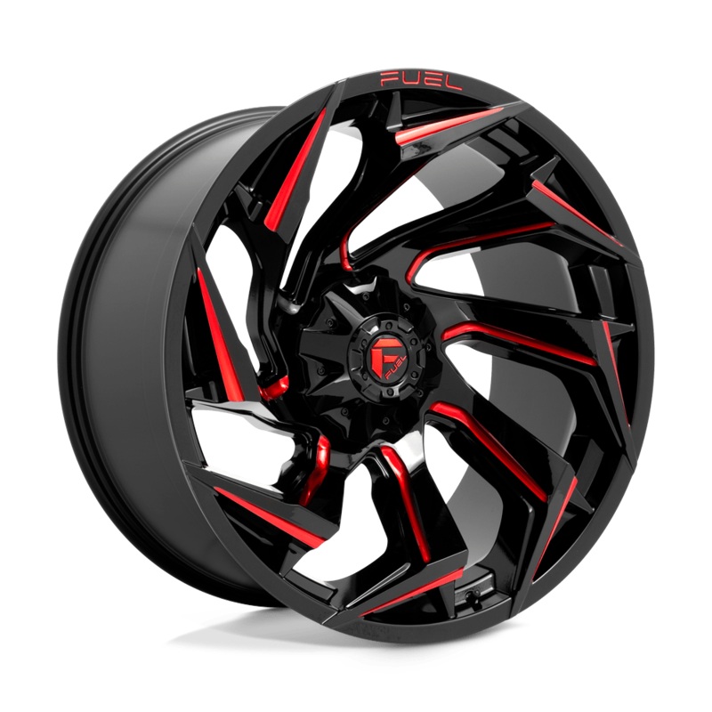 Fuel Wheels D755 Reaction 24″ 8×170 Gloss Black Milled With Red Tint