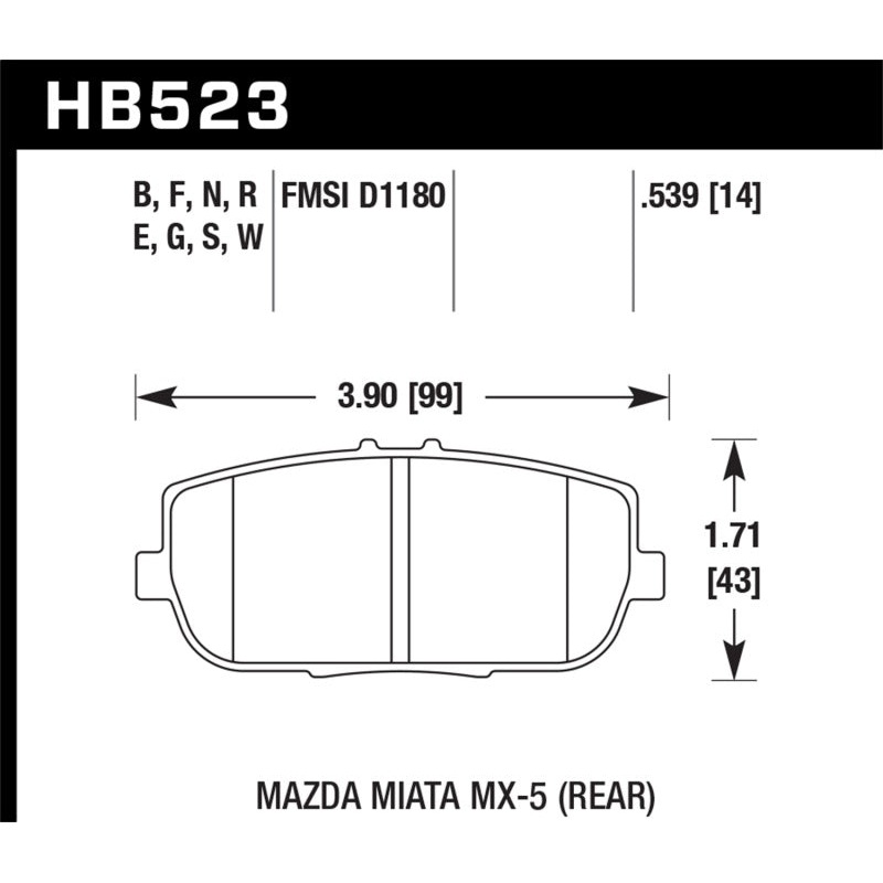 Hawk 06-10 Mazda Miata MX-5 DTC-30 Race Rear Brake Pads