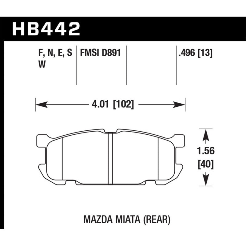 Hawk 01-03 Mazda Miata Base/LS/SE Sport Suspension DTC-60 Rear Race Brake Pads