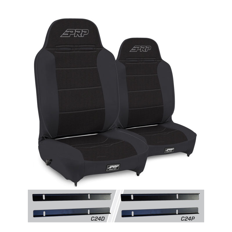 PRP 03-06 Jeep Wrangler TJ Enduro High Back Reclining Suspension Seats Kit – Black (Pair)