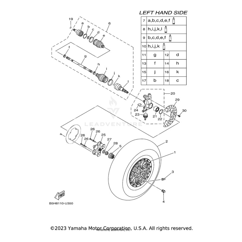 Steering Knuckle Assembly (Left) by Yamaha