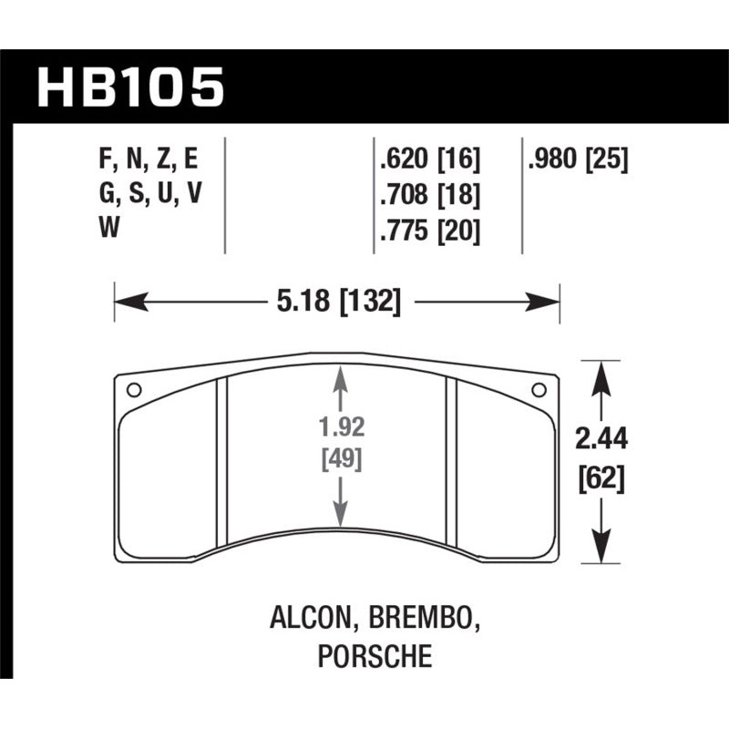 Hawk Alcon/Brembo/Porsche DTC-70 Rear Race Brake Pads