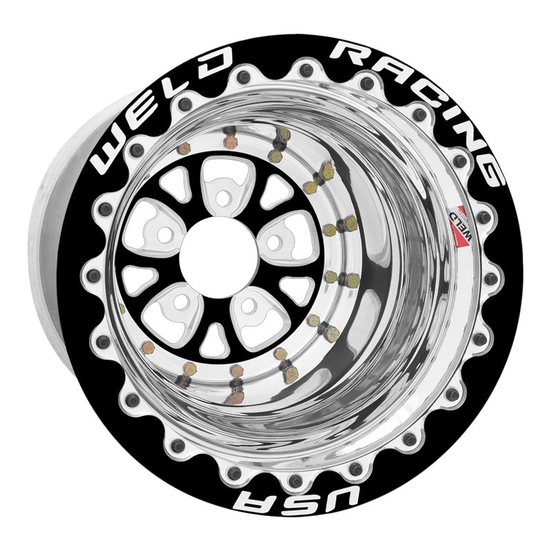 Weld V-Series 15×16 / 5×4.75 BP / 5in. BS Black Wheel – Black Double Beadlock MT