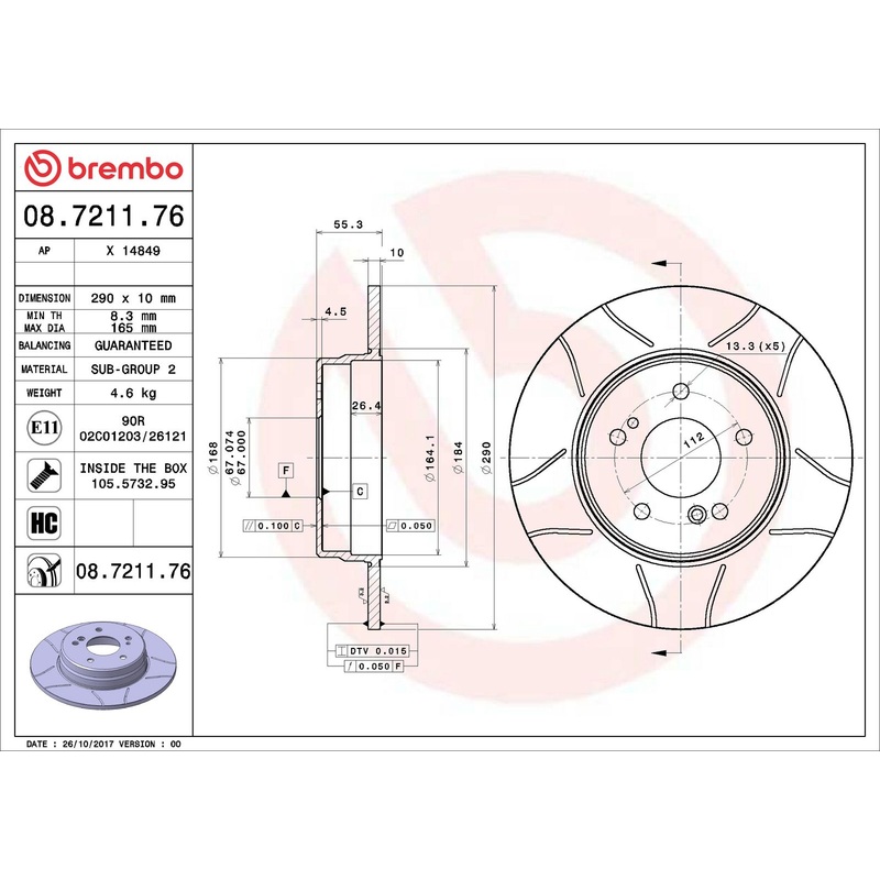 XTRA Max Slotted Rear Disc Brake Rotor – 08.7211.76