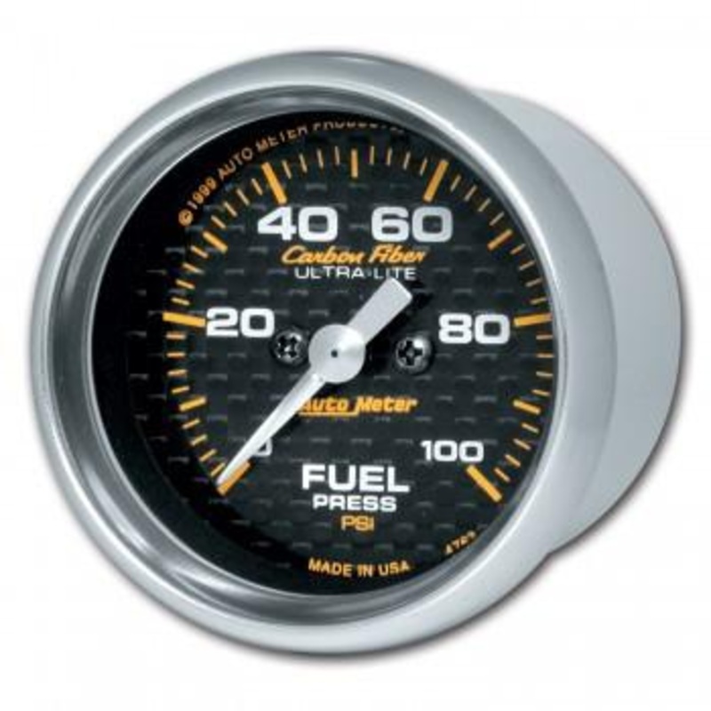Autometer Carbon Fiber Series 2-1/16” Fuel Pressure 0-100 PSI Gauge (4763)