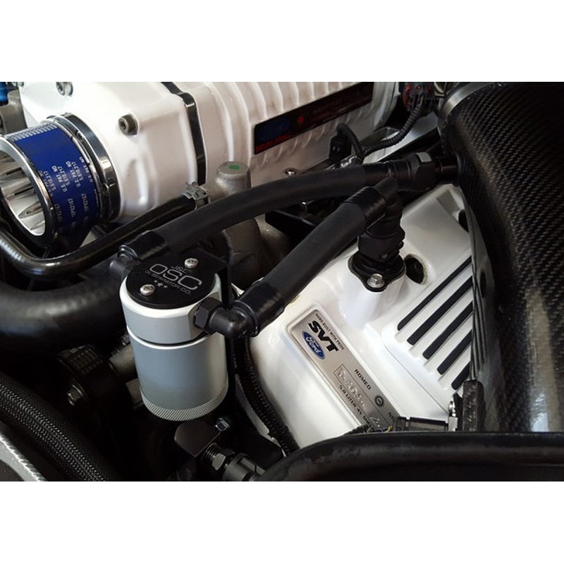 J&L 07-14 Ford Mustang GT500 Driver Side Oil Separator 3.0 – Clear Anodized