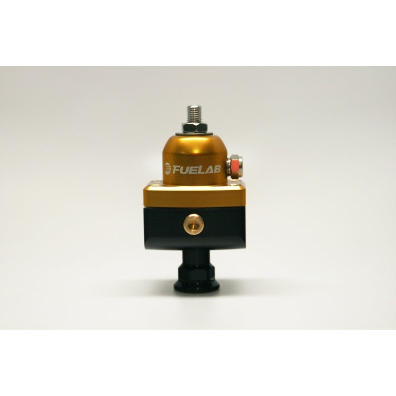 Fuelab 575 Carb Adjustable Mini FPR Blocking 10-25 PSI (1) -6AN In (2) -6AN Out – Gold