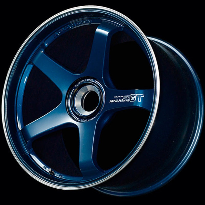 Advan GT Wheel for Porsche – 21×12.5+44 | Center Lock | Racing Titanium Blue & Ring