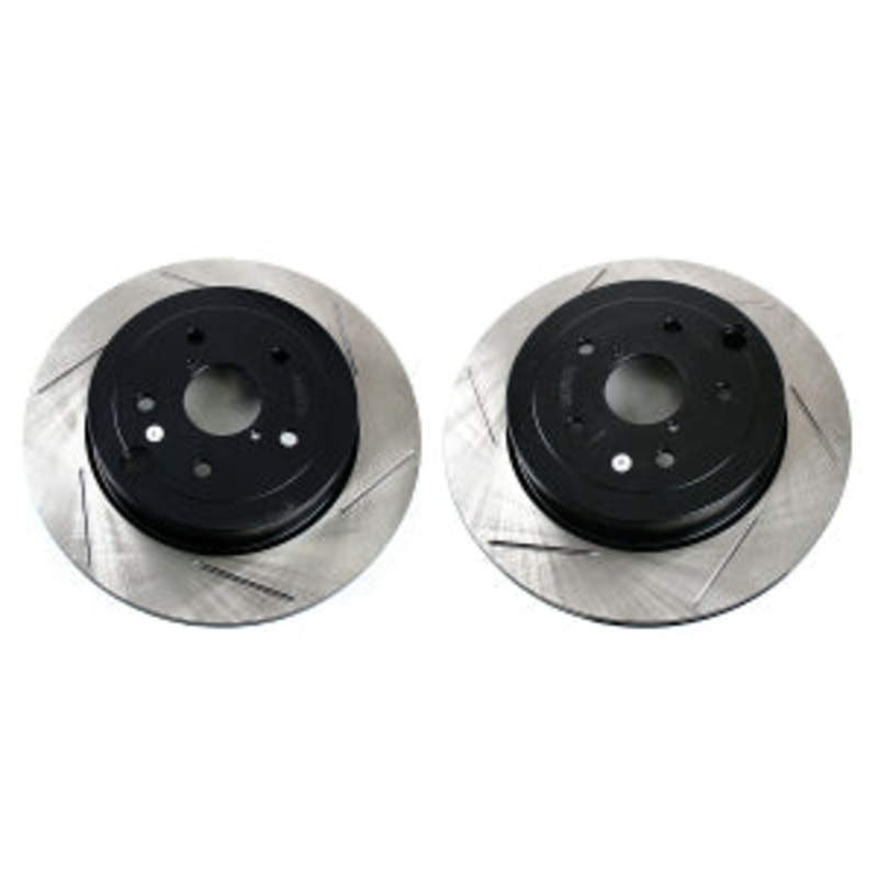 Stoptech 13-16 FR-S / 13-22 BRZ / 10-14 Legacy / 10-14 Outback Slotted Rear Rotor Pair | 126.47031S-GRP