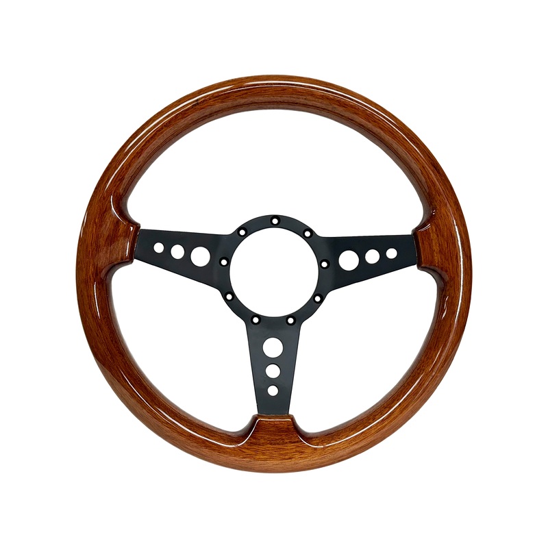 VSW S9 Deluxe Wood Steering Wheel | Walnut Wood, 3-Spoke w/ Holes | ST3176