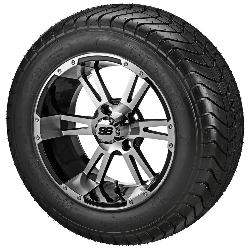 LSI 12″ Raptor Black & Machined Wheel and Low Profile Tire Combo