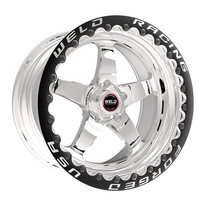 Weld S71 15×10.33 / 5×4.75 BP / 6.5in. BS Polished Wheel (Medium Pad) – Black Single Beadlock MT
