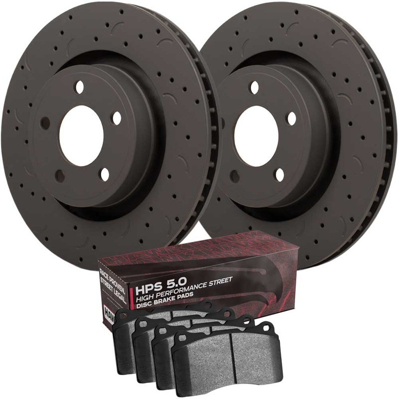 Hawk Talon Brake Rotor and Pad Kit – Drilled & Slotted – HPS 5.0 – Front