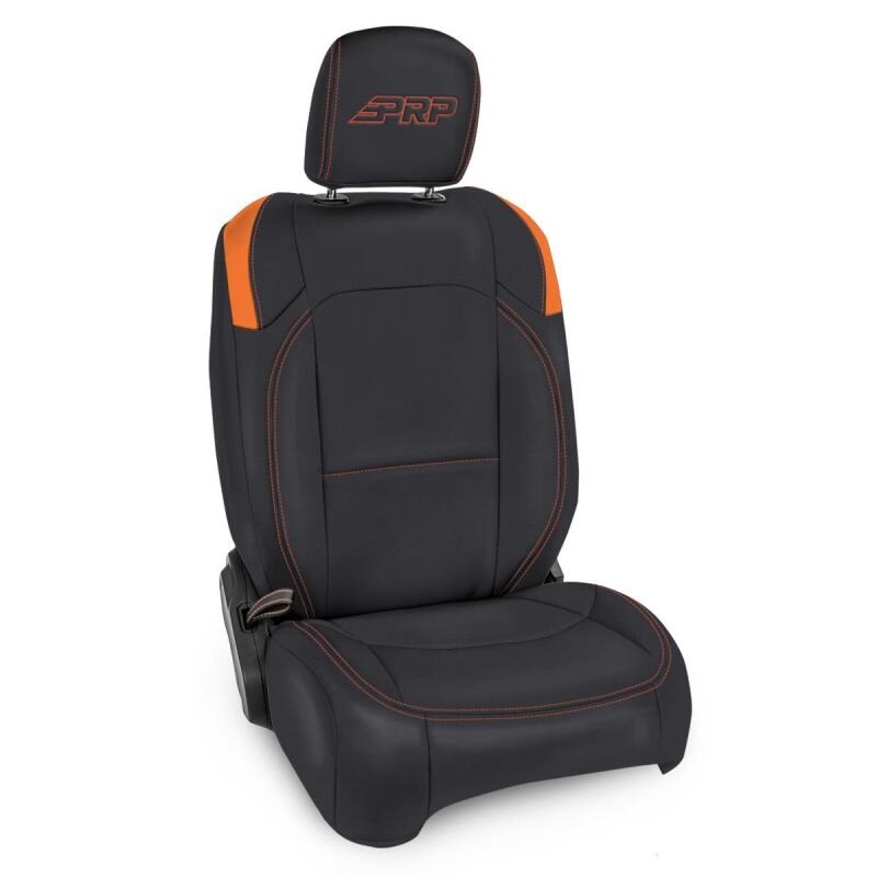 PRP Jeep Wrangler JL Front Seat Covers – 2 door- with Molle Back (Pair) – Black/Orange