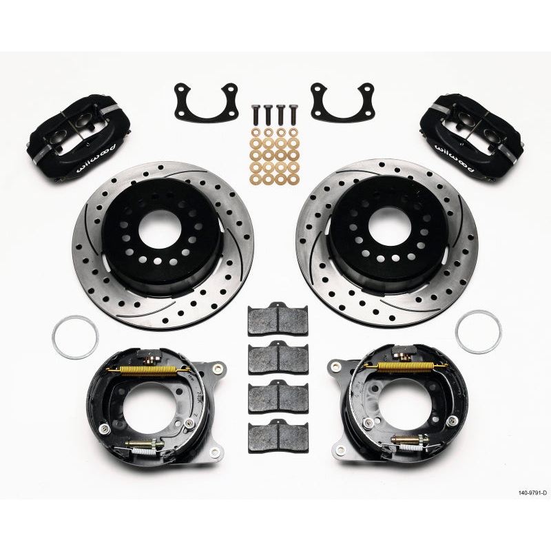 Wilwood Forged Dynalite P/S Park Brake Kit Drilled New Big Ford 2.50in Offset Front Caliper Mount