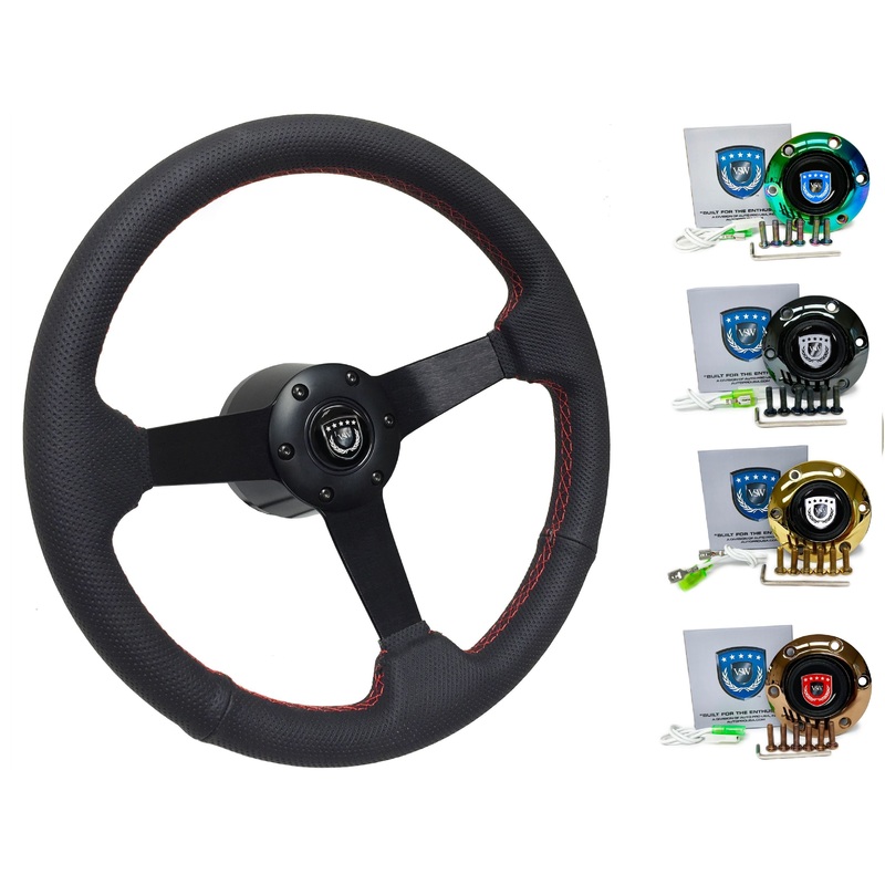2000+ Porsche Cayman Steering Wheel Kit | Perforated Black Leather | ST3602RED