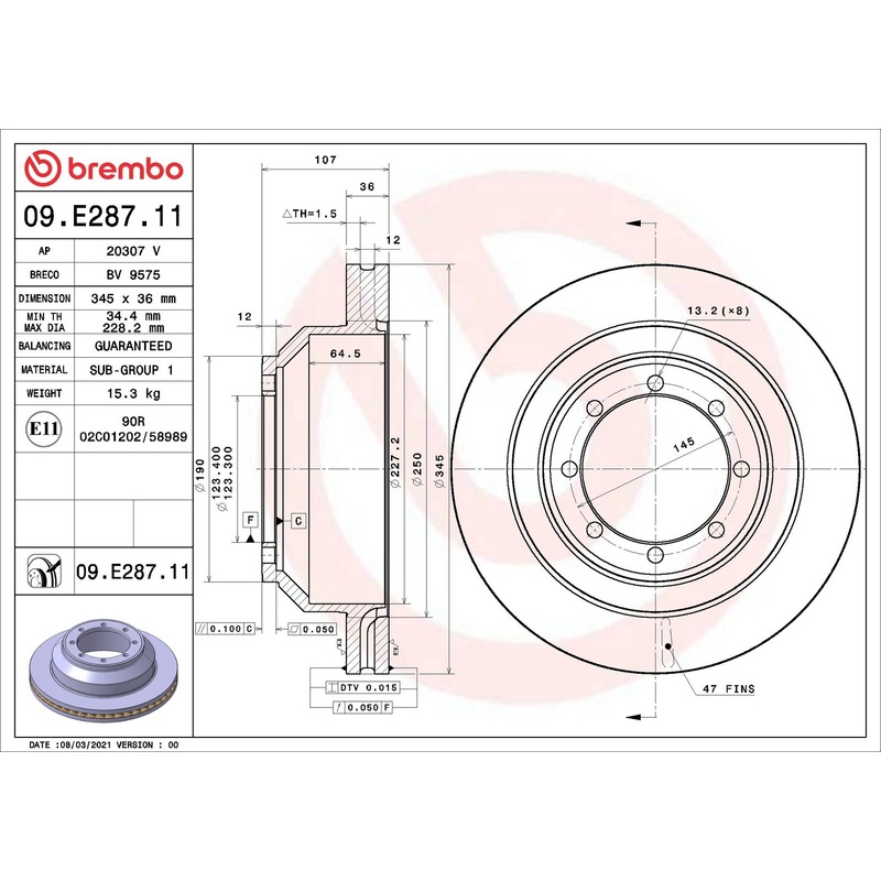 PRIME UV Coated Rear Disc Brake Rotor – 09.E287.11