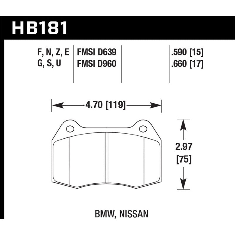 Hawk 94-97 BMW 840CI/850CI HPS Front Street Brake Pads