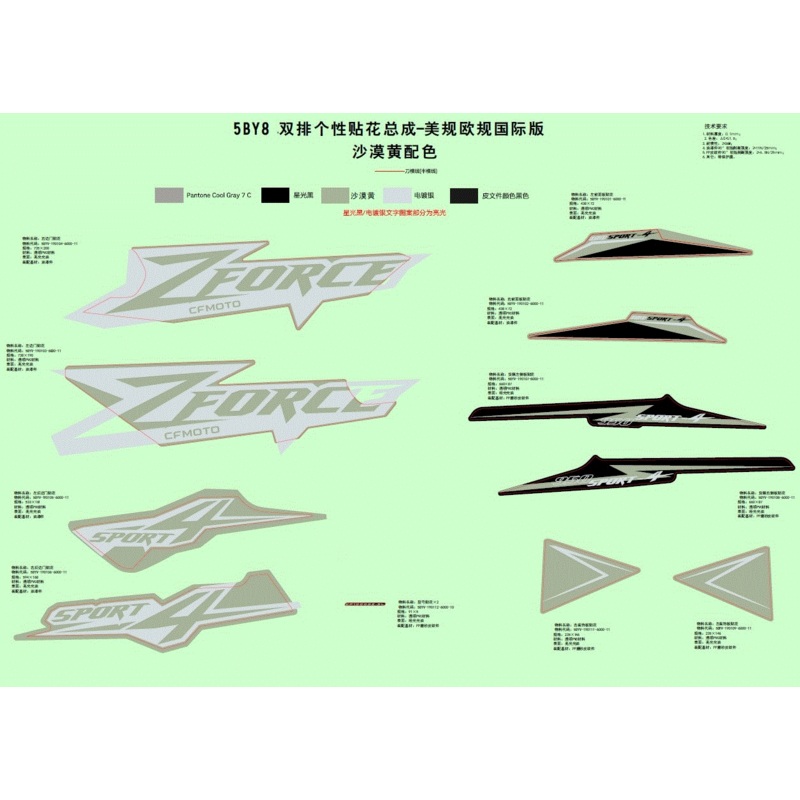 RH Side Door Decal Sandstone Yellow by CF Moto