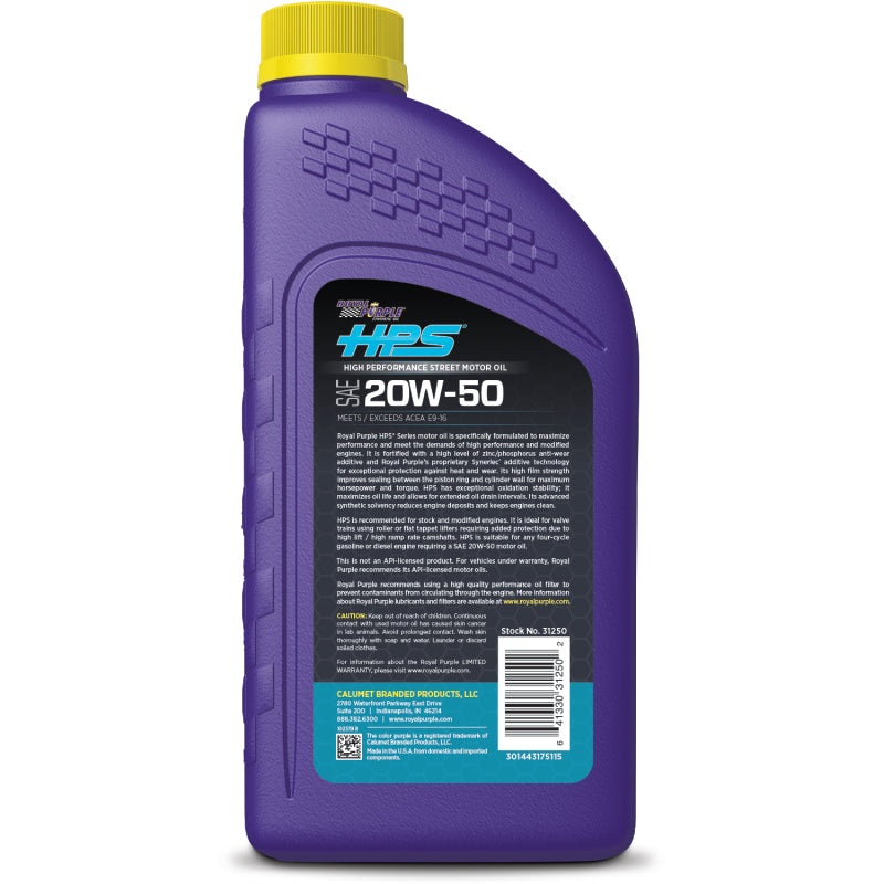 Royal Purple HPS Synthetic High Performance Street 20W-50 Motor Oil – 1 Quart