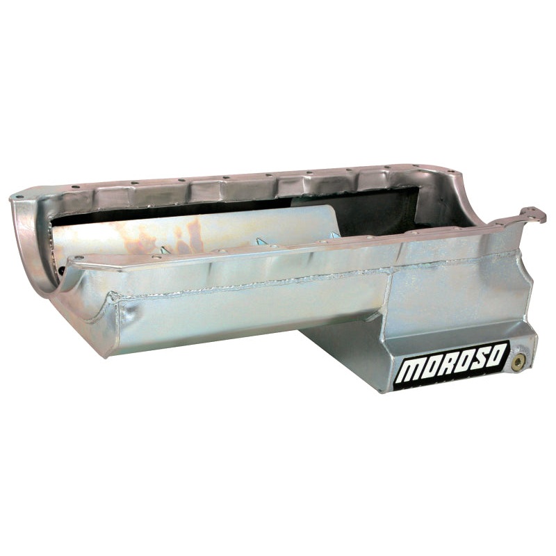 Moroso Chevrolet Big Block Mark IV Drag Race Baffled Power Pouch Wet Sump 6-7qt 8in Steel Oil Pan