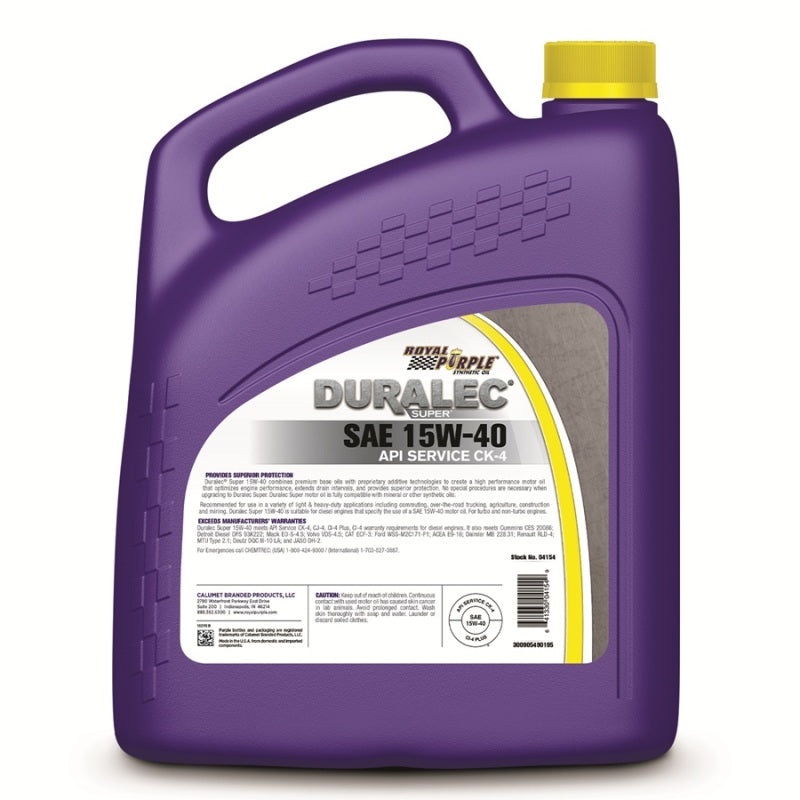 Royal Purple Duralec Super Diesel 15W-40 CK-4 Motor Oil – 1 Gallon