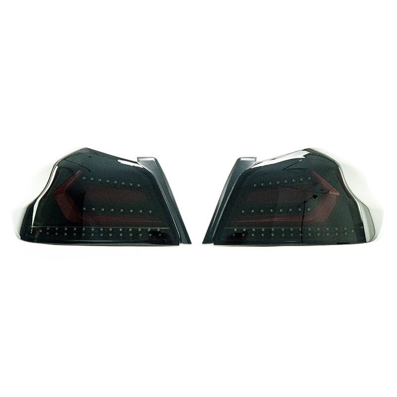 Subispeed Evolution Tail Lights by OLM Smoked Lens, Black Base, Red Bar – 15-21 WRX/STI