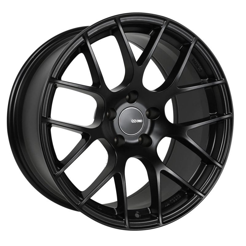 18×8.5 Enkei Raijin 45mm Offset 5×100 Bolt Pattern 72.6 Bore Diameter Black Wheel