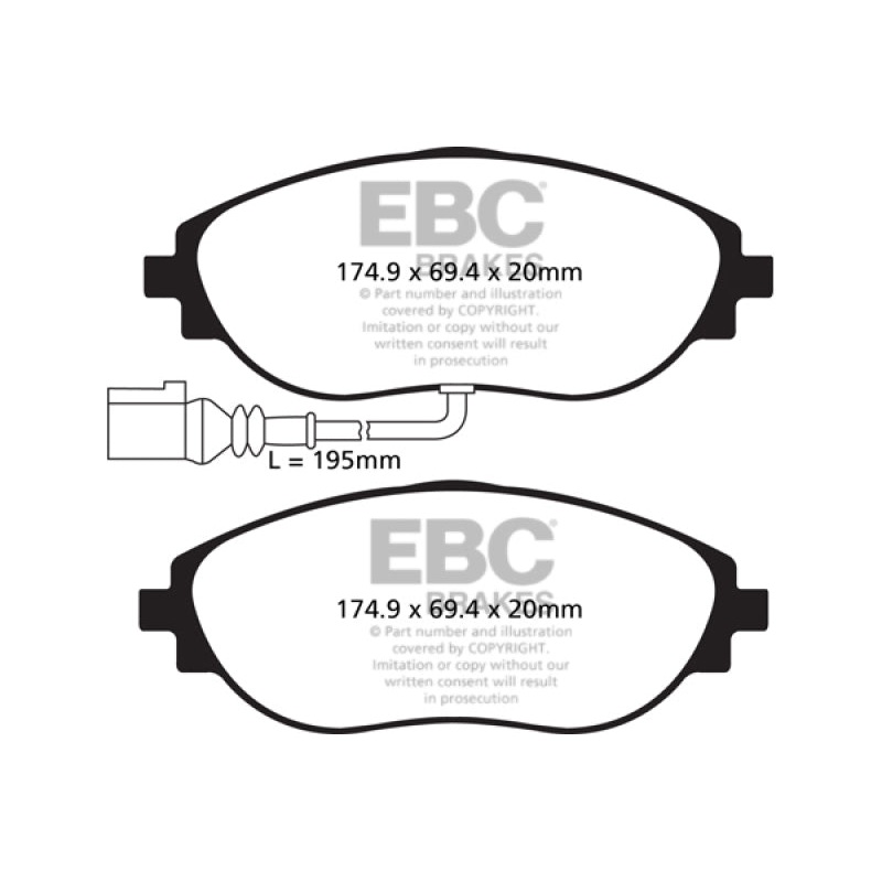 EBC 12+ Volkswagen CC 3.6 Greenstuff Front Brake Pads