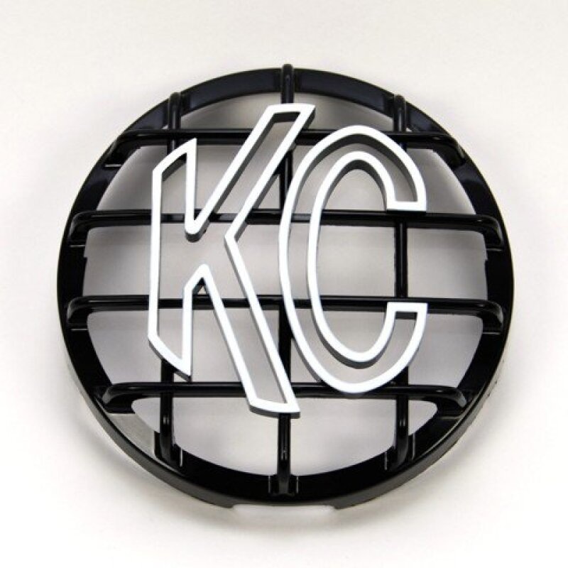 KC HiLiTES 6in. Round ABS Stone Guard for SlimLite/Daylighter Lights (Single) – Black/White KC Logo