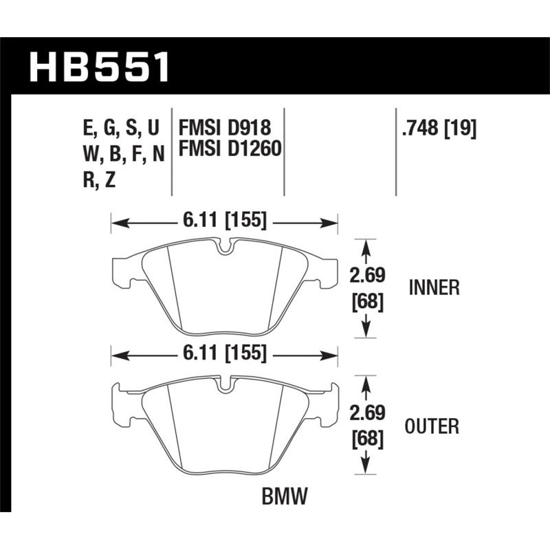 Hawk 07-09 BMW 335d/335i/335xi / 08-09 328i/M3 DTC-70 Race Front Brake Pads