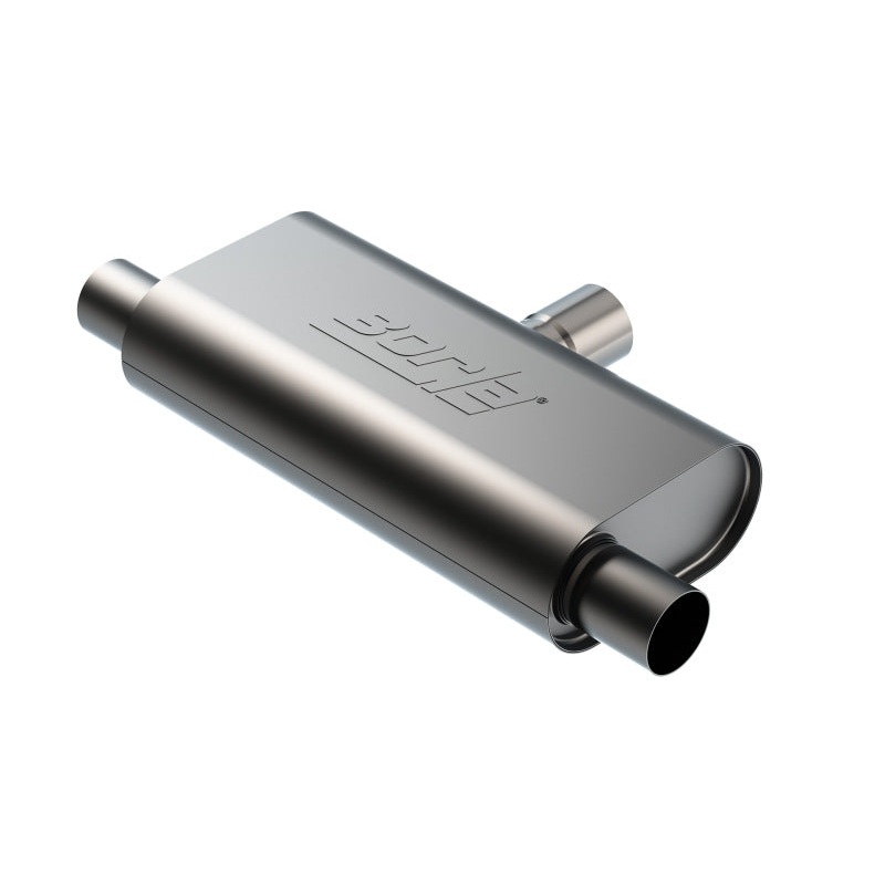 Borla T- Flow Universal Muffler – 2.5in Single Inlet/2.5in Dual Outlet 24in OAL 4.25×9.10x18in Body