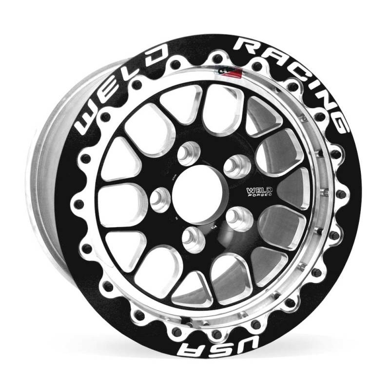 Weld S77 15×10.33 / 5×4.5 BP / 7.5in. BS Black Wheel (Low Pad) – Black Single Beadlock MT