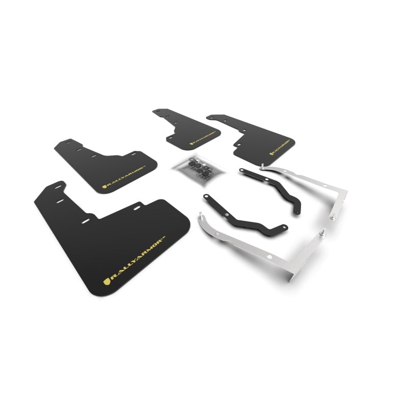 Rally Armor 18-23 Subaru Crosstrek Black UR Mud Flap w/Yellow Pearl Logo