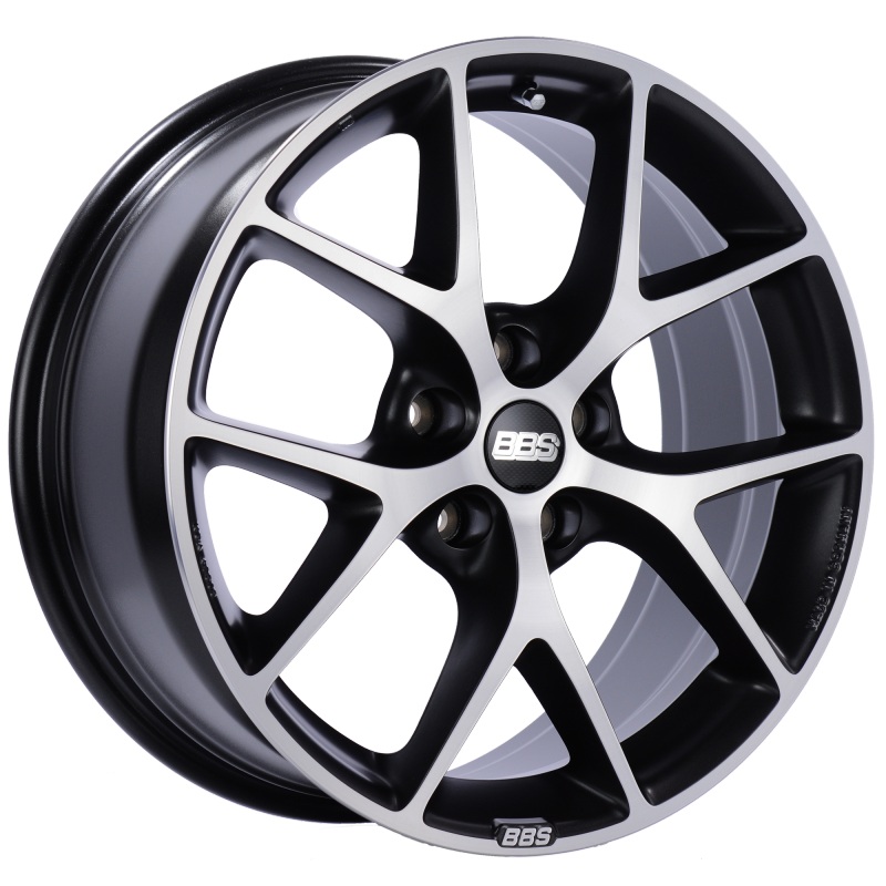 BBS SR 18×8 5×100 ET48 Satin Black Diamond Cut Face Wheel -70mm PFS/Clip Required