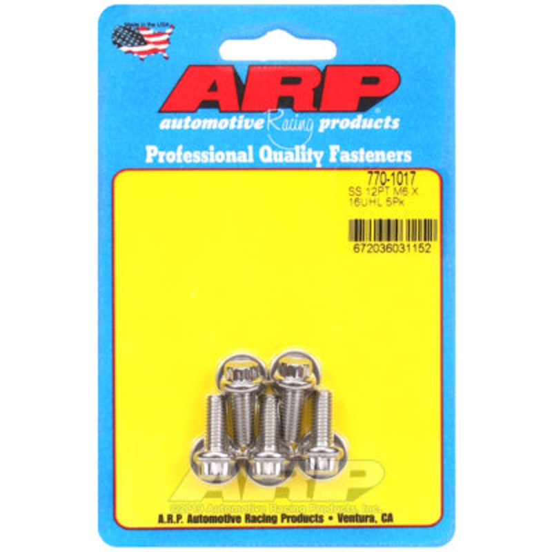 ARP M6 x 1.00 x 16 SS 12pt Bolts (5/pkg)