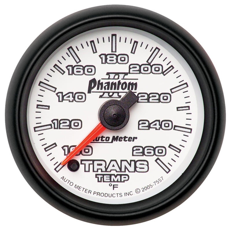 Autometer Phantom II 52mm Full Sweep Electronic 100-260 Deg F Transmission Temperature Gauge Universal | 7557
