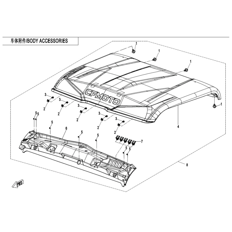 Top Roof Bracket by CF Moto