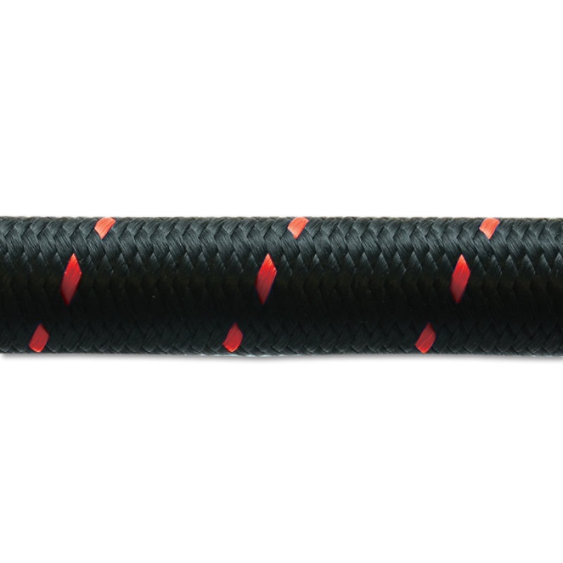 Vibrant -12 AN Two-Tone Black/Red Nylon Braided Flex Hose (2 foot roll)