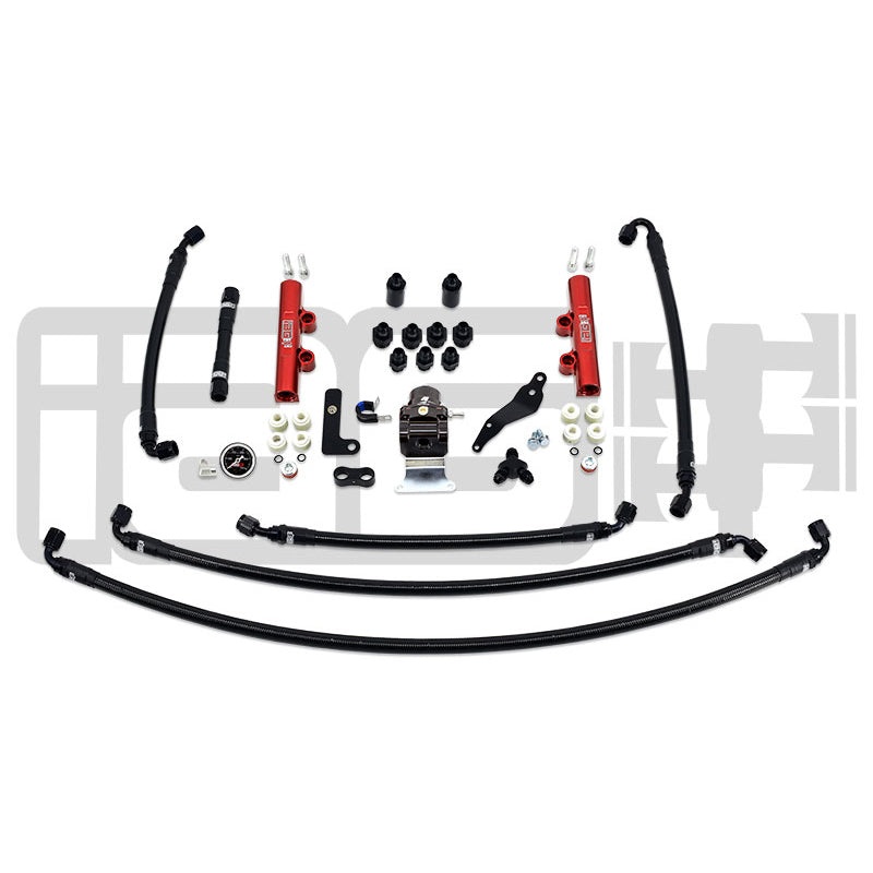 IAG PTFE Fuel System Kit w/ Lines, FPR & Red Fuel Rails – 2008-2014 WRX