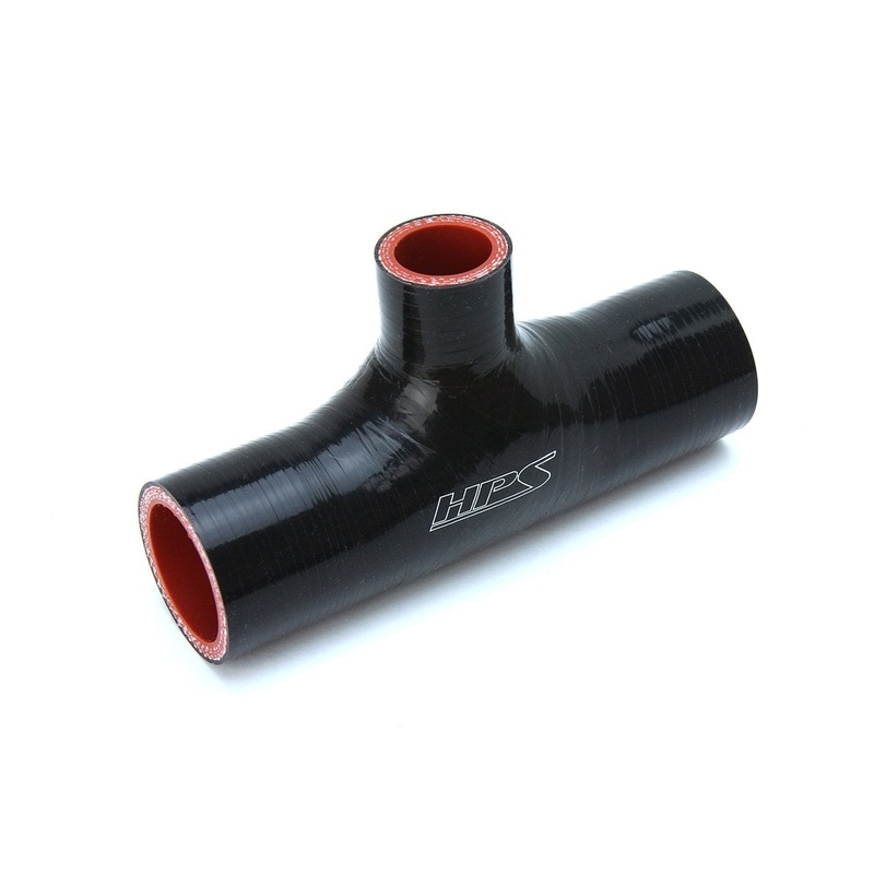 HPS 2-1/8″ 4-ply Reinforced Silicone T- Hose Coupler with 1″ Branch | Universal (212-THOSE-100-BLK)
