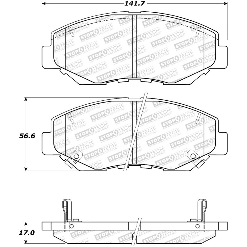 StopTech Sport Brake Pads w/Shims and Hardware – Front
