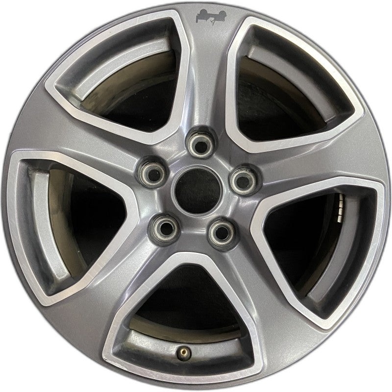 17″ WRANGLER 18 VIN X 6th digit JL body 17×7.5 5 spoke aluminum straight spoke w/o recessed outer spoke; polished with spokes opt WBG granite crystal Original OEM Wheel Rim