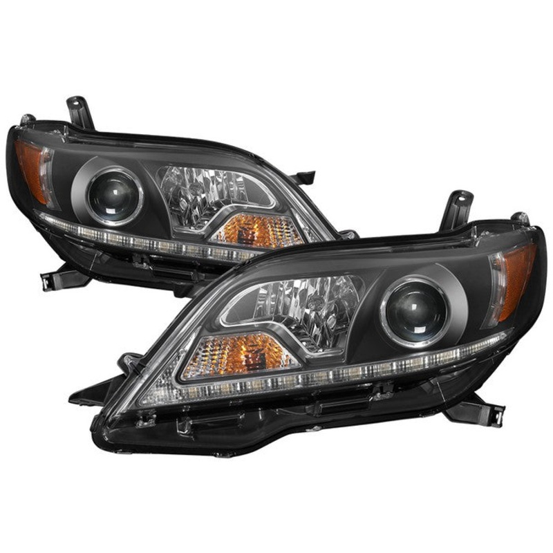 2011-2014 Toyota Sienna (SE and XE models only) / 2015-2017 (XLE models only) Projector Headlights – Halogen Model Only ( Not Compatible with Xenon/HID Model ) – DRL LED – Black