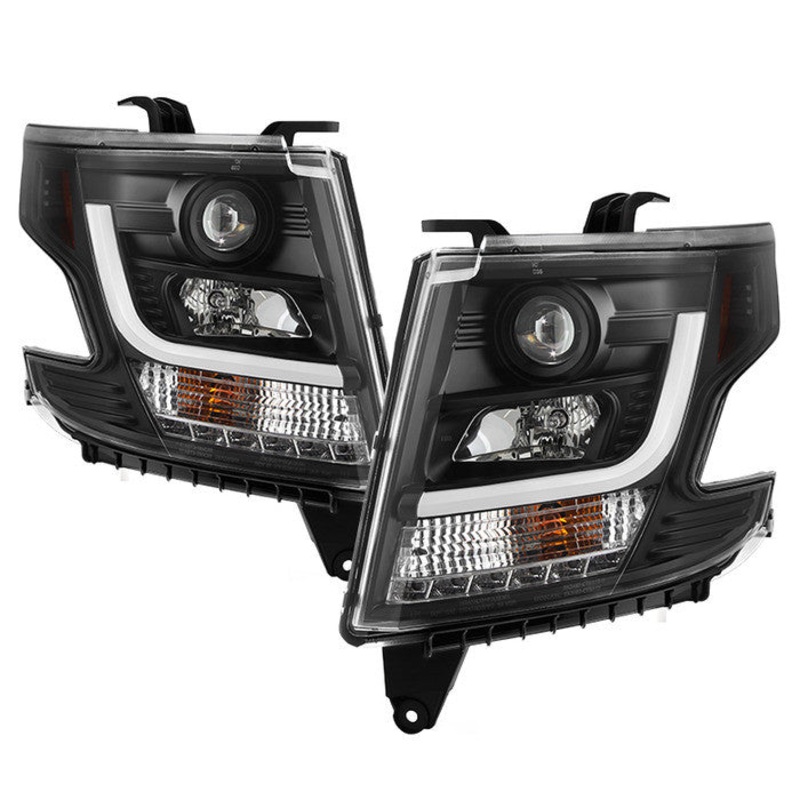 2015 -2016 Chevy Tahoe / Suburban Projector Headlights – DRL LED – Black
