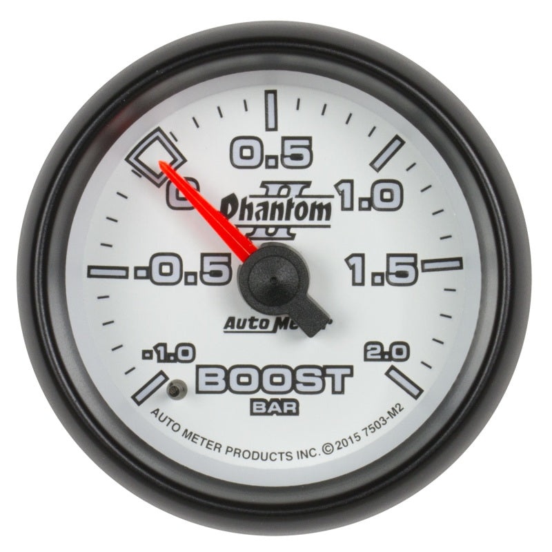Autometer Phantom II Gauge Vac/Boost 2 1/16in -1 – +2 Bar Mechanical Universal | 7503-M2