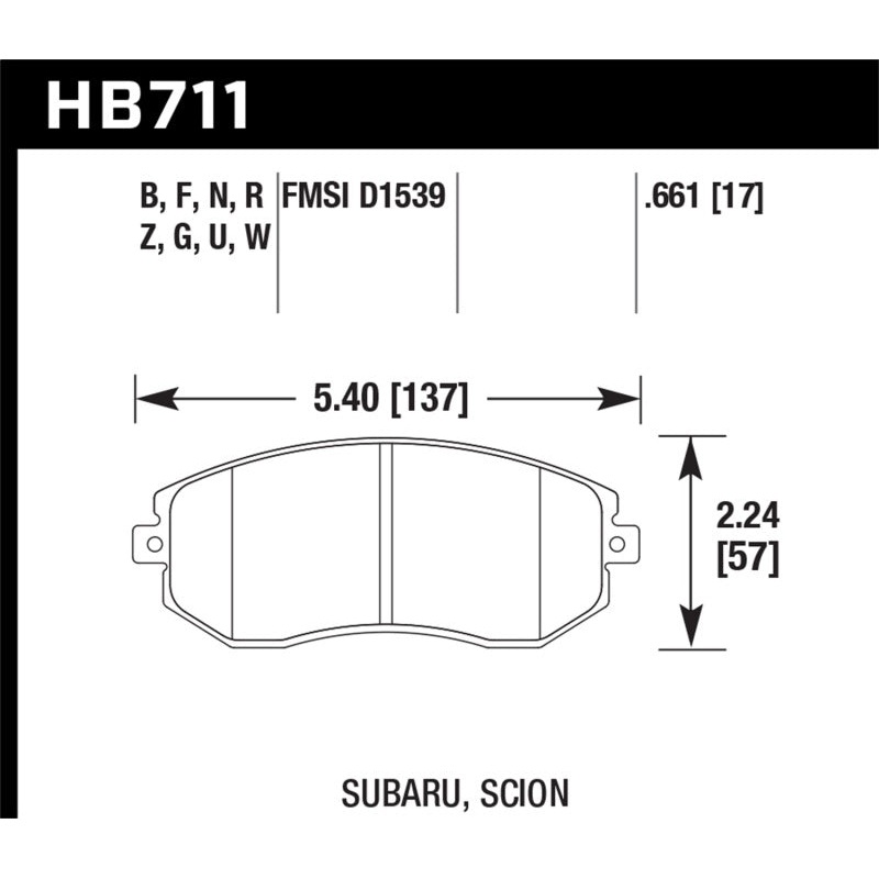 Hawk DTC-80 13 Subaru BRZ/13 Legacy 2.5i/13 Scion FR-S Front Race Brake Pads